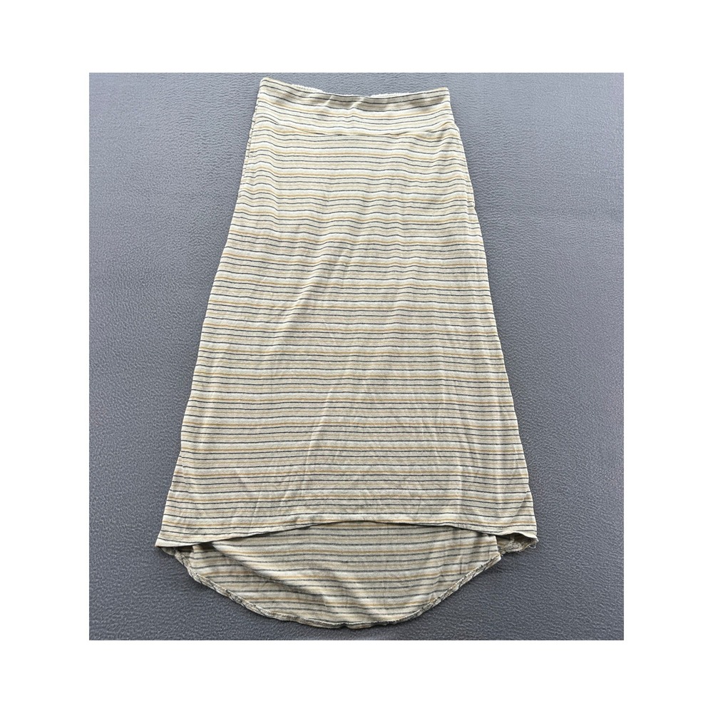 Prana Skirt Womens S Breathe Striped Maxi Cream Gold Black High Low Boho